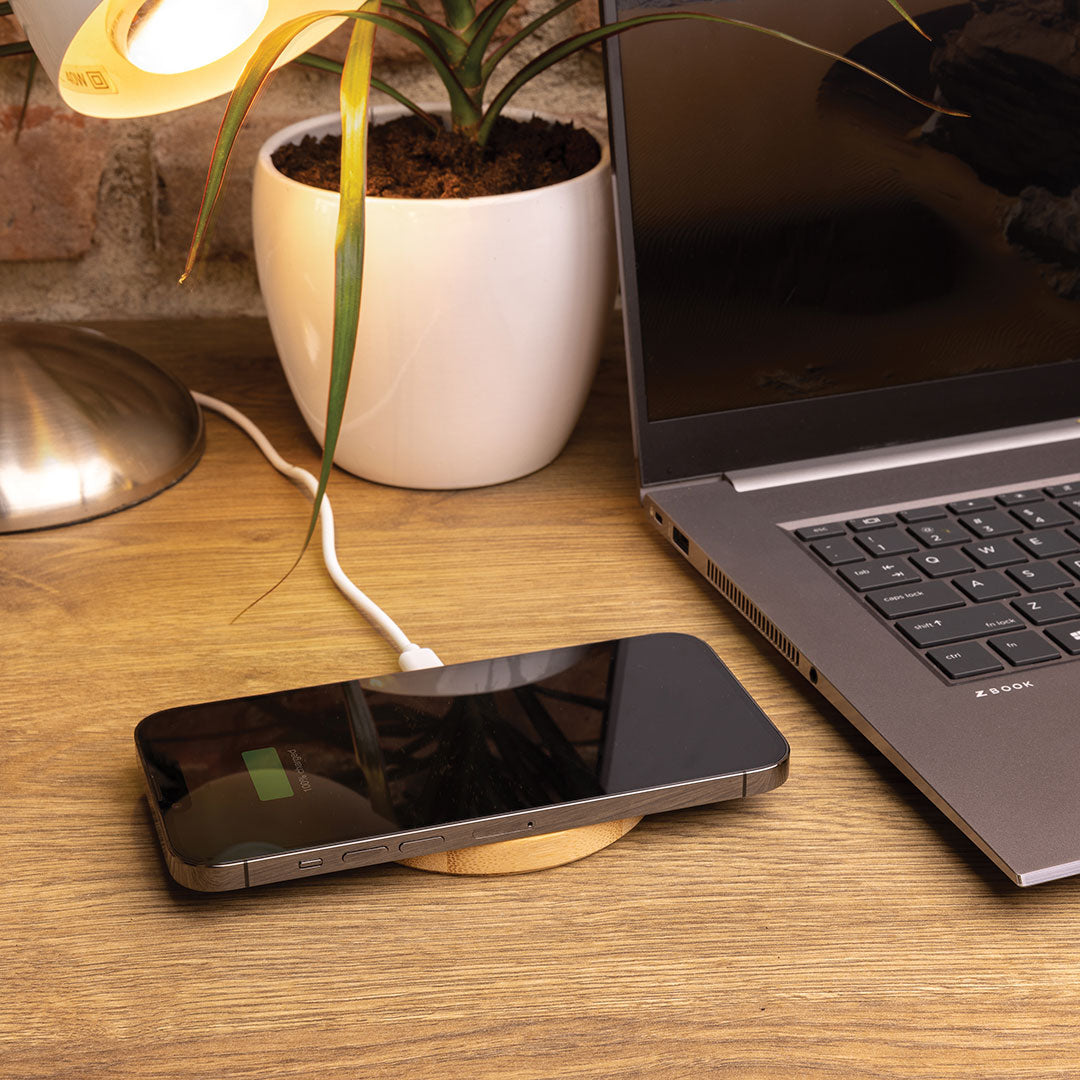 Branded Bamboo 15W Wireless Charger