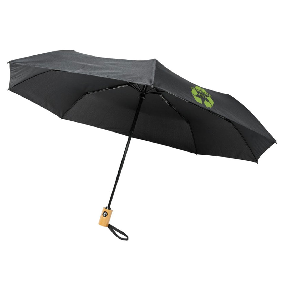 21" Auto Open-Close Foldable Compact Recycled PET Umbrella