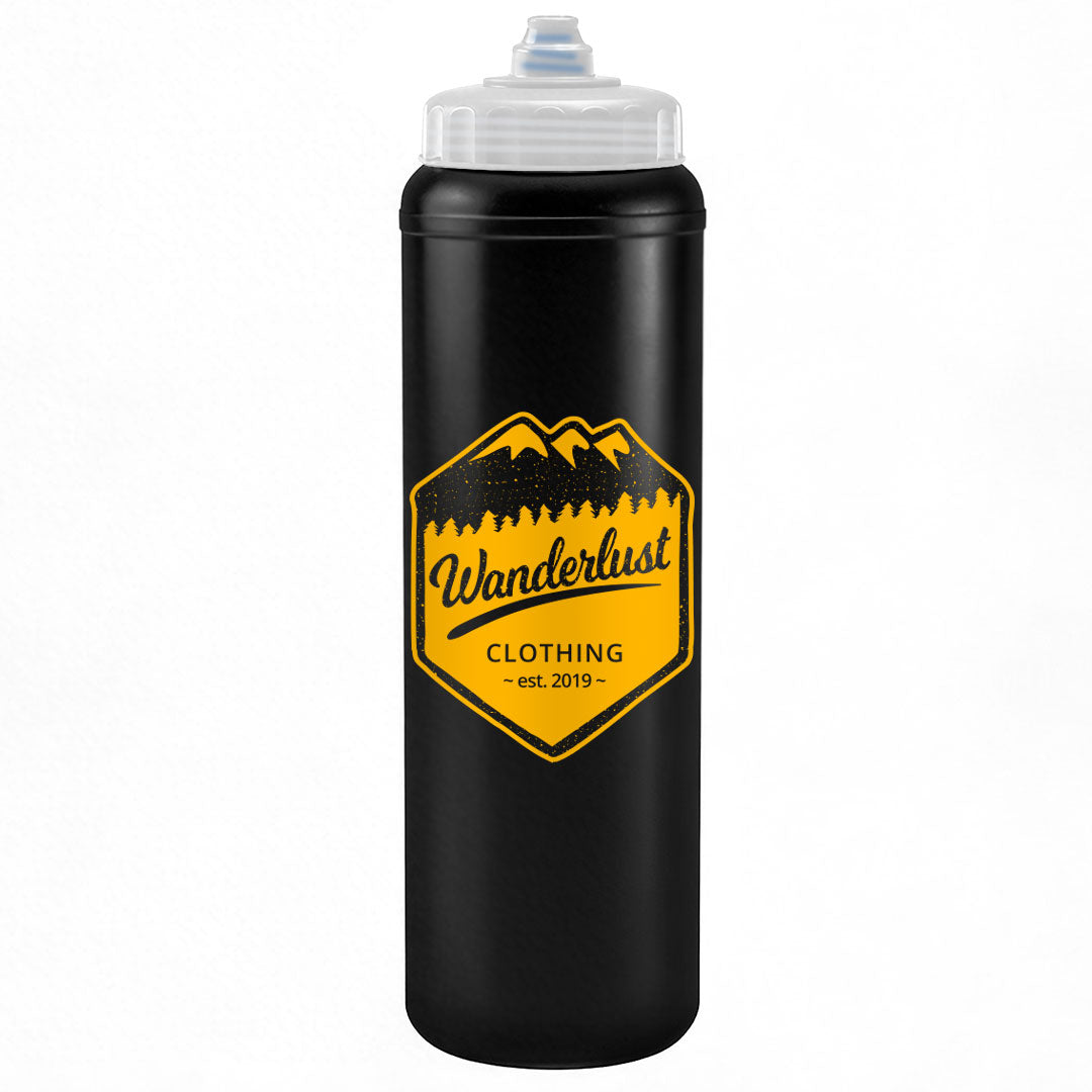 1 Litre Sports Bottle - Valve Lid in black - branded corporate drinkware