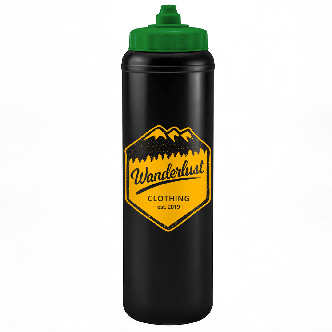 1 Litre Sports Bottle - Valve Lid in black - branded corporate drinkware