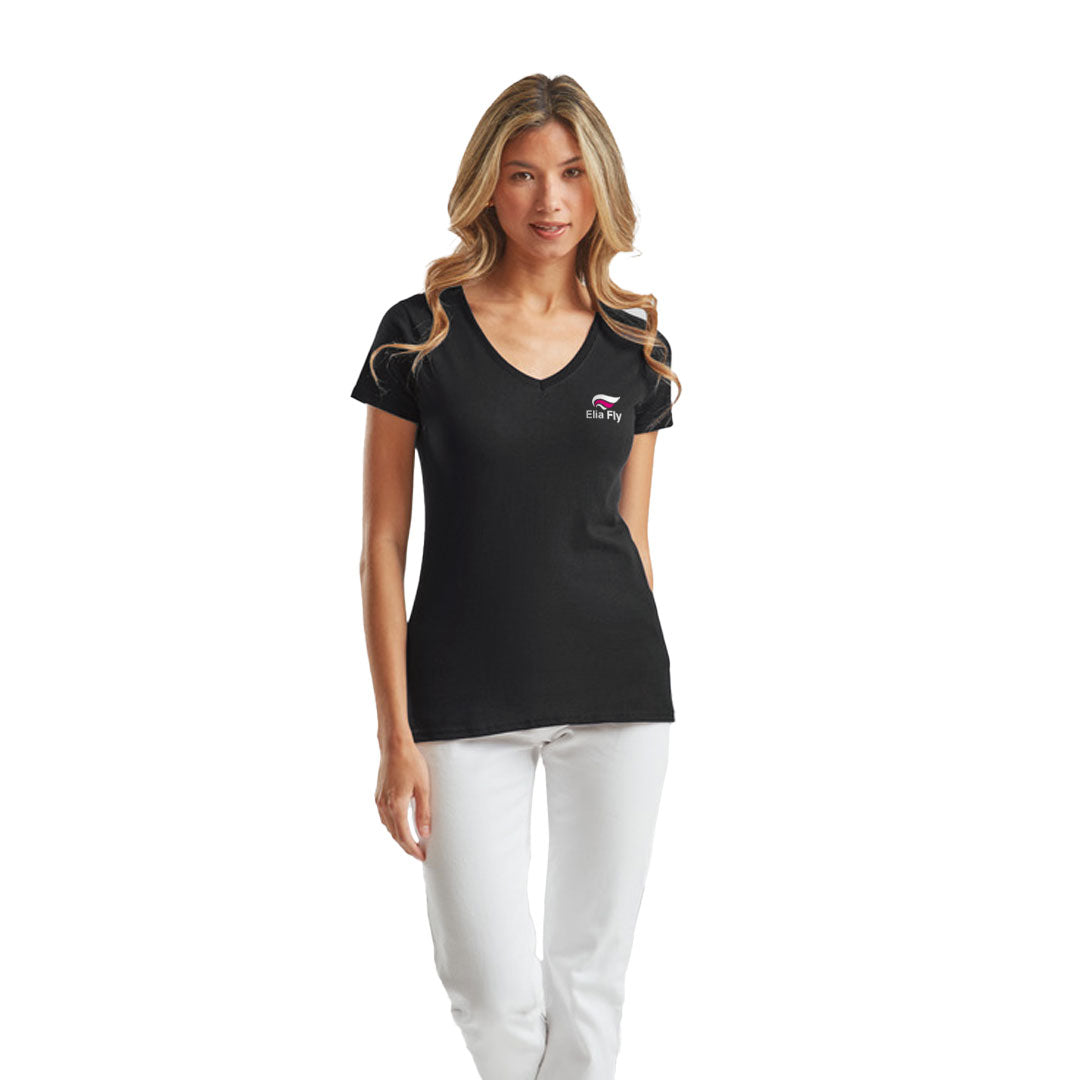 Coloured Fruit of The Loom Ladies V-Neck Value Weight T-shirt