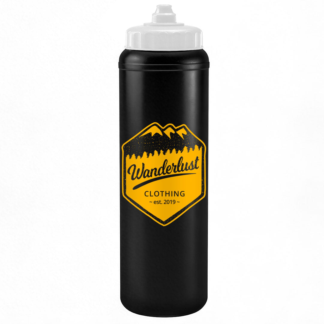 1 Litre Sports Bottle - Valve Lid in black - branded corporate drinkware