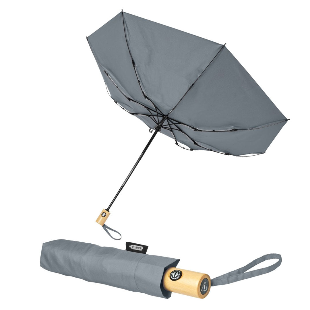 21" Auto Open-Close Foldable Compact Recycled PET Umbrella