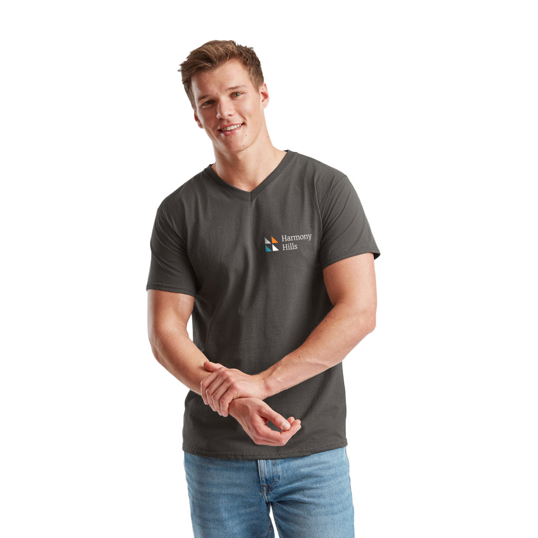 Coloured Fruit of The Loom V-Neck Value Weight T-shirt