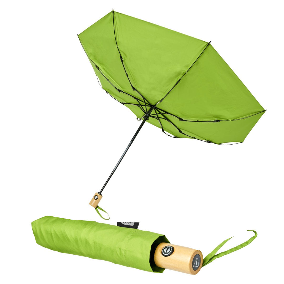 21" Auto Open-Close Foldable Compact Recycled PET Umbrella