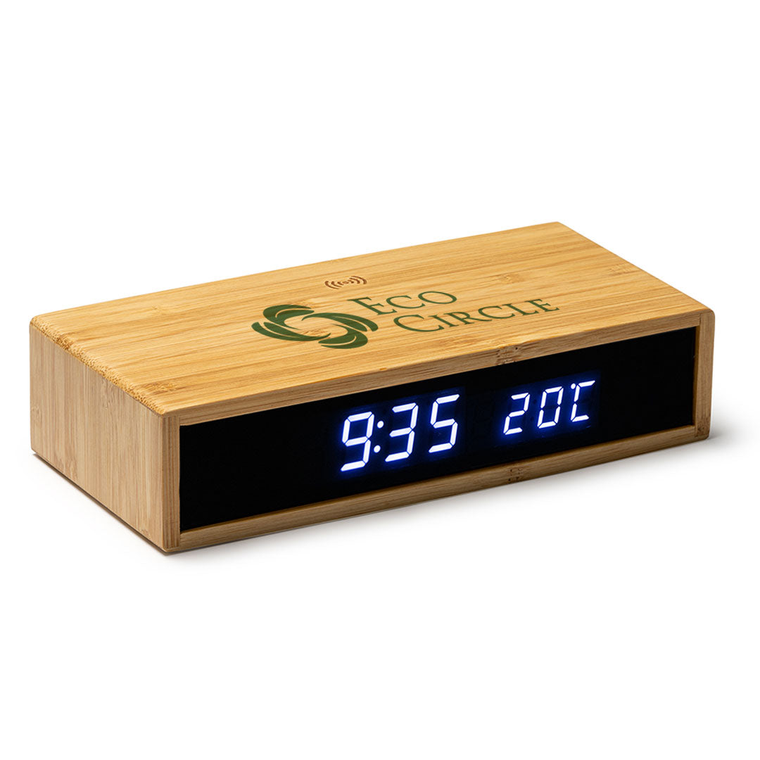 Lumen Wireless Charger Bamboo Clock