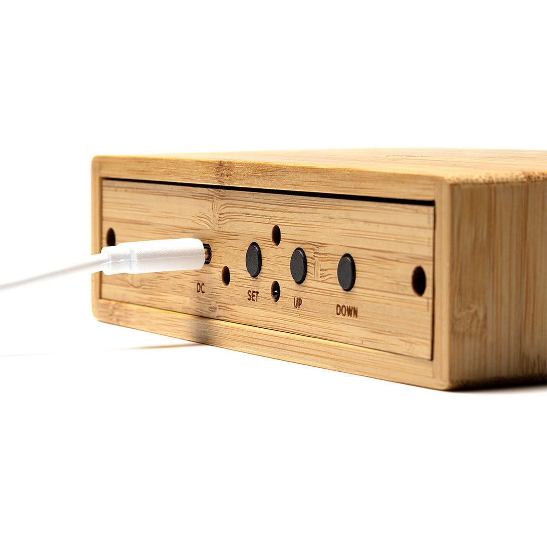 Lumen Wireless Charger Bamboo Clock