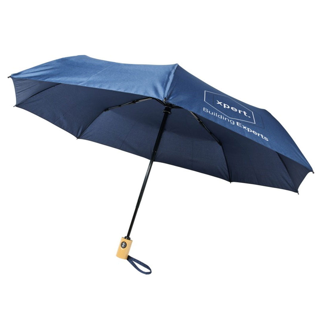 21" Auto Open-Close Foldable Compact Recycled PET Umbrella