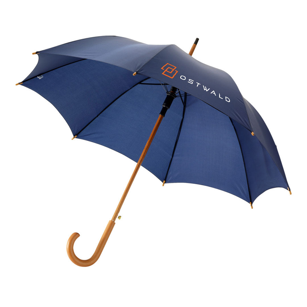 23" Auto Open Walking Umbrellas - Wooden Handles