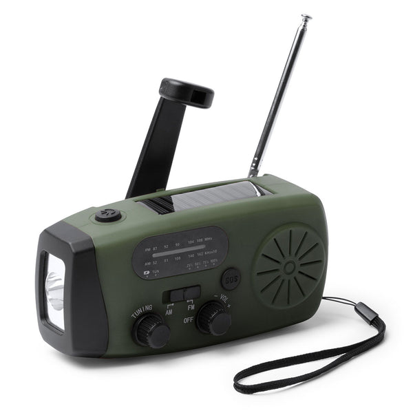 Nevil Power Bank Dynamo Solar Radio LED Torch 2,000 mAh in red - logo printed corporate tech gift