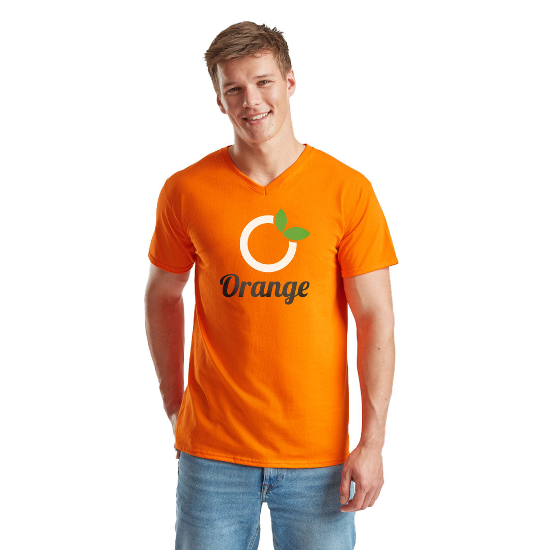 Coloured Fruit of The Loom V-Neck Value Weight T-shirt