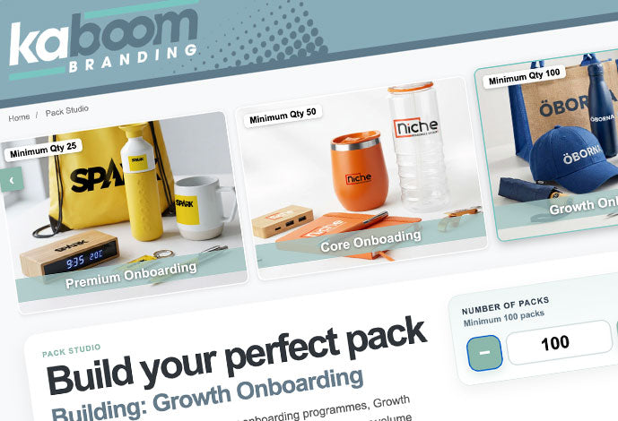 Build branded onboarding packs and event merchandise bundles