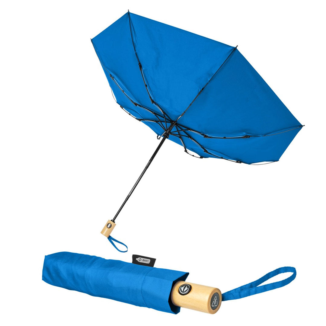 21" Auto Open-Close Foldable Compact Recycled PET Umbrella