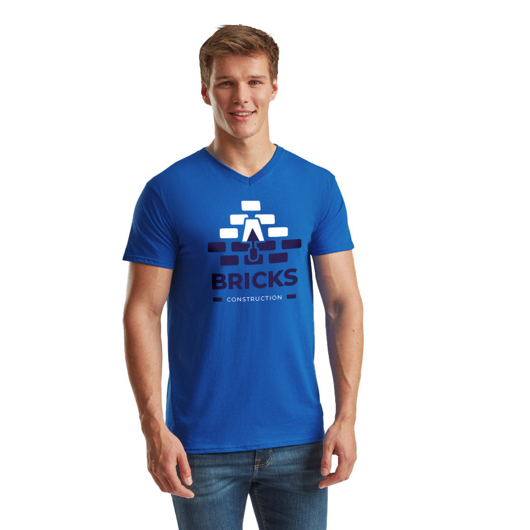 Coloured Fruit of The Loom V-Neck Value Weight T-shirt