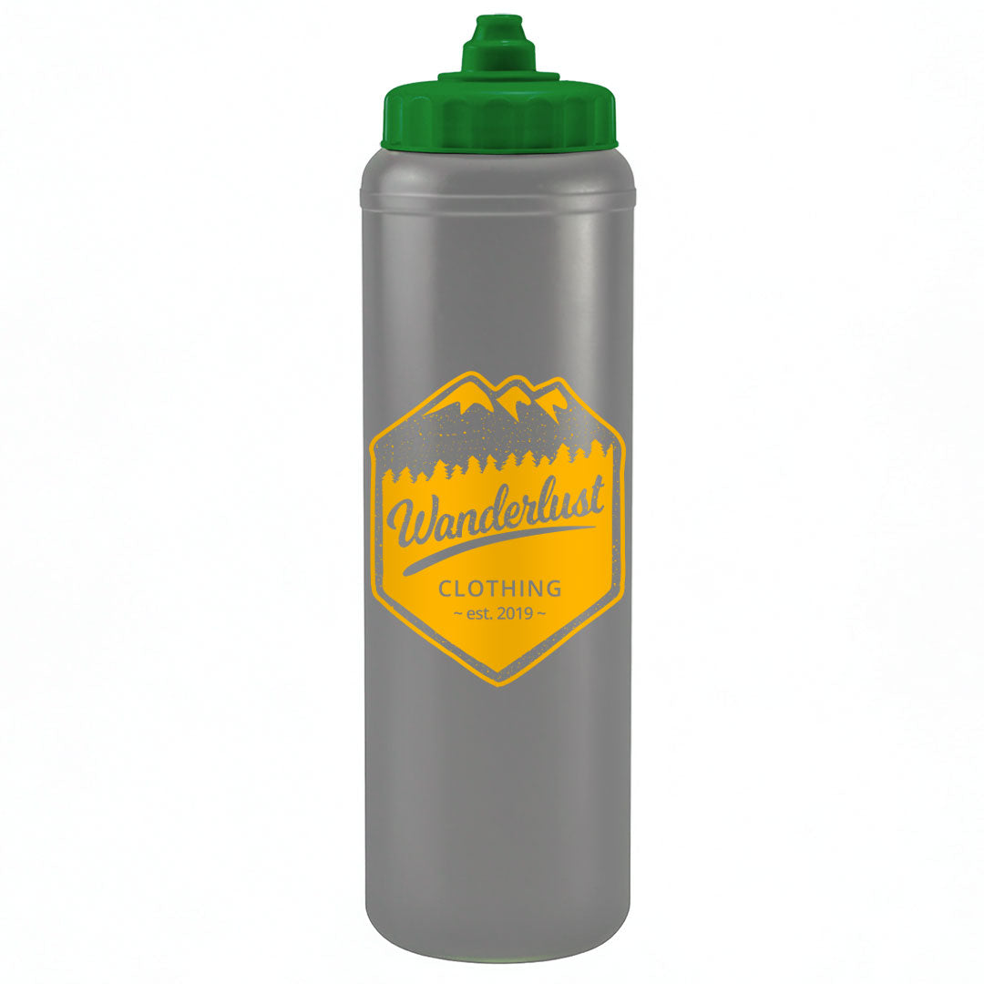 1 Litre Sports Bottle - Valve Lid in silver - branded corporate drinkware