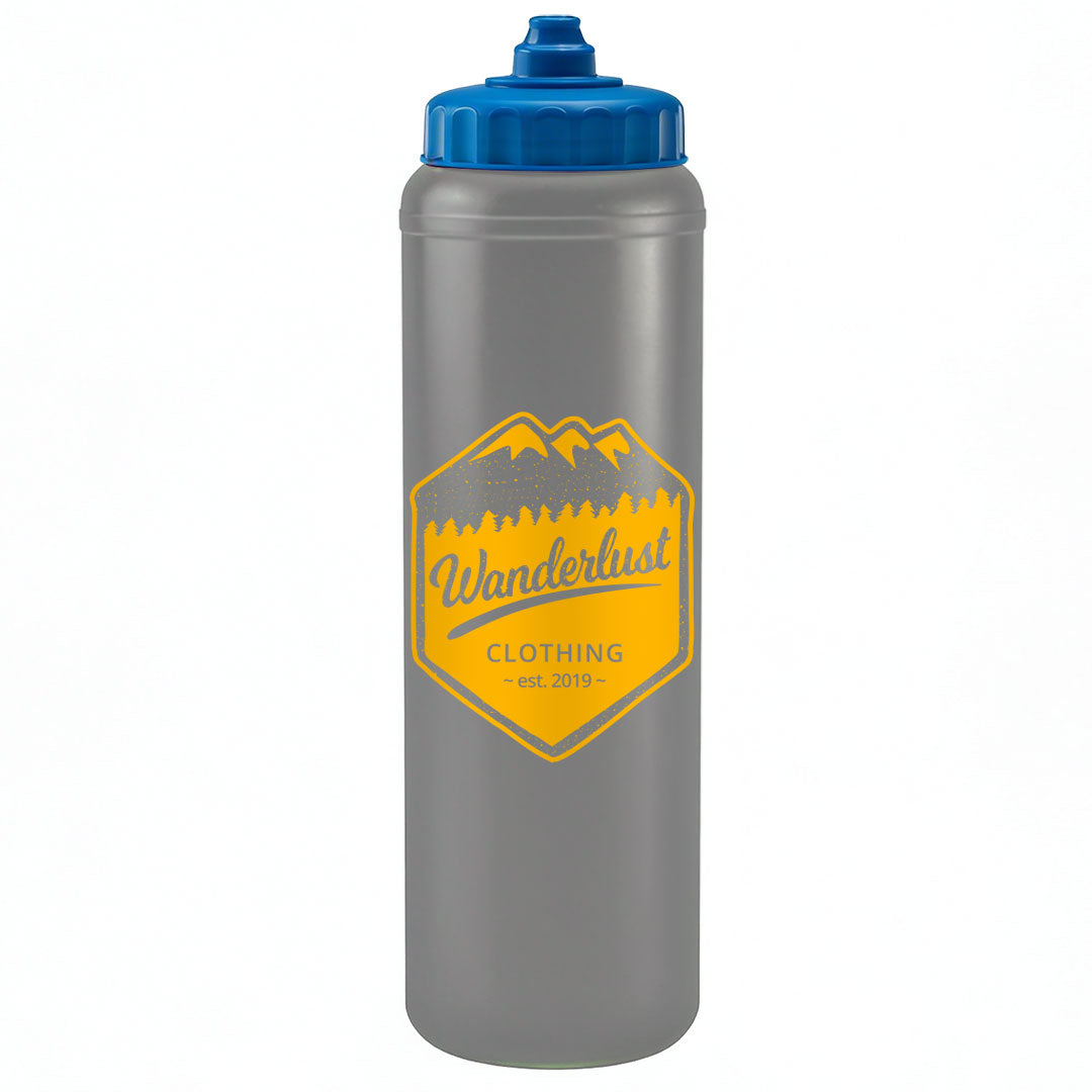 1 Litre Sports Bottle - Valve Lid in silver - branded corporate drinkware
