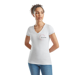 Branded White Fruit of The Loom Ladies V-Neck Value Weight T-shirt
